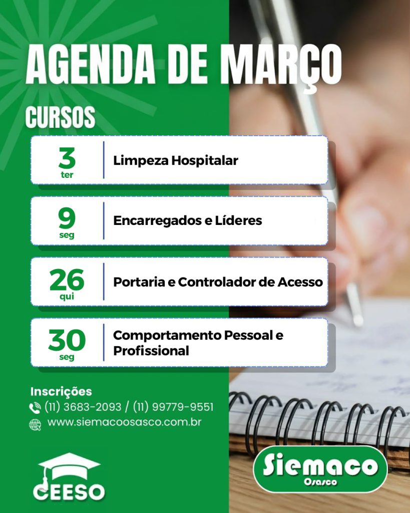 Confira a agenda de cursos gratuitos – Março/2026 | CEESO